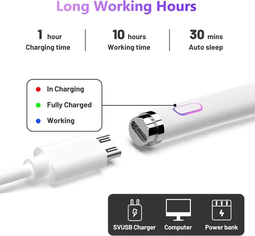 Vista 6 de Lápiz óptico para pantallas táctiles, lápiz digital activo, estilista de punta fina, compatible con iPhone, iPad Pro y otras tabletas