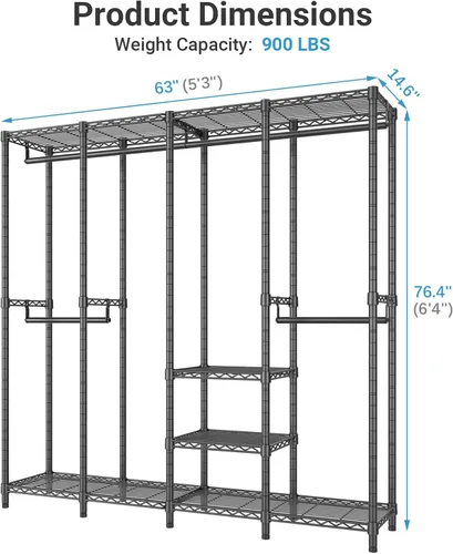 Vista 4 de VIPEK V40 Perchero de Ropa Mediano de Servicio Pesado Perchero de Ropa para Colgar Ropa, Percheros de Ropa Multifuncionales para Dormitorio
