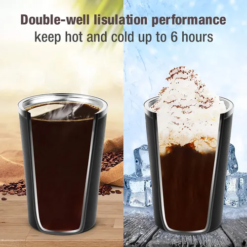 Vista 3 de 12oz (380ml) Taza de Café Aislada al Vacío para Viaje, Vaso Reutilizable de Acero Inoxidable de Doble Pared a Prueba de Fugas con Tapa, Taza Térmica