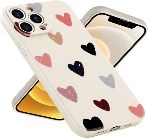 Vista 20 de Funda protectora para iPhone 12 para mujeres y niñas, diseño lindo de silicona suave, protección de cámara con forma de corazón, para iPhone 12