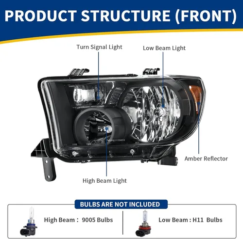 Vista 3 de AUTOSAVER88 Conjunto de faros delanteros compatible con Tundra 2007-2013 / 2008 2009 2010 2011 2012 2013 2014 2015 2016 2017 Reemplazo de faros