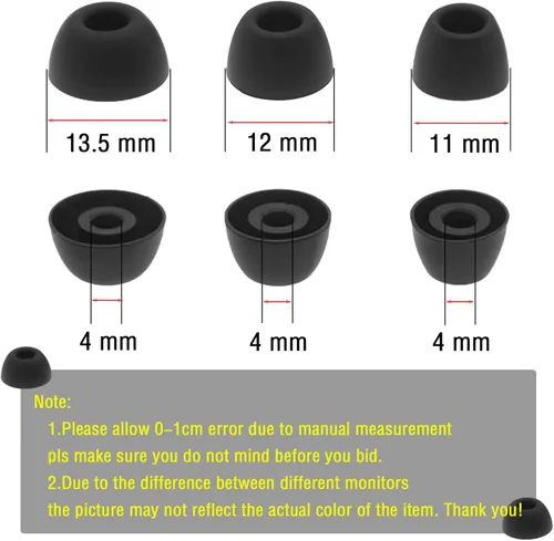 Vista 2 de Puntas de repuesto para auriculares compatibles con Samsung Galaxy Buds 2 Pro – Puntas de goma de silicona – S/M/L (negro) 6 pares