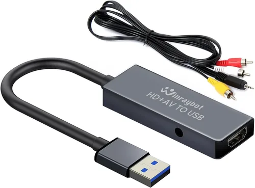 Tarjeta de captura de video USB para VHS/HDMI/AV/RCA, convertidor de video analógico a digital, convertidor VHS a digital/USB/RCA, compatible con