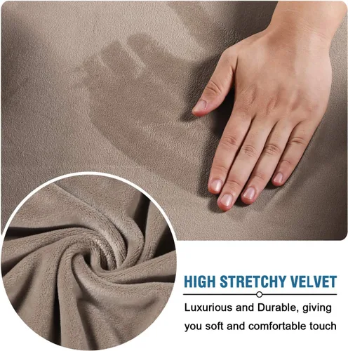 Vista 158 de H.VERSAILTEX Fundas de terciopelo elástico para sofá biplaza de 2 cojines para sala de estar, fundas de sofá con correas antideslizantes, terciopelo