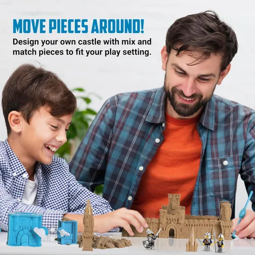 Vista 4 de Super Mega Sand Castle Kit – Kit de arena interior para niños con 25 piezas de construcción, 2.65 libras de arena mágica reutilizable, moldeable