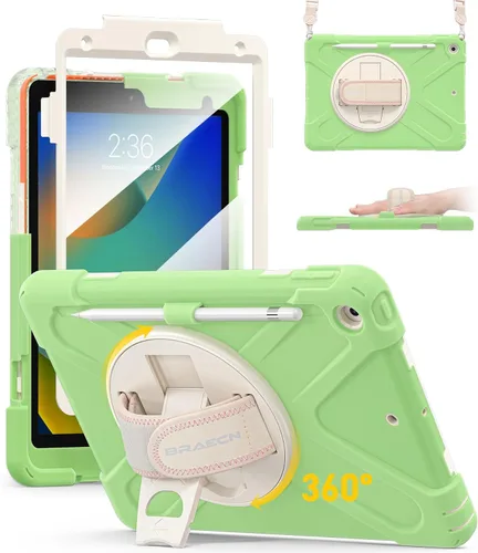 Vista 24 de BRAECN Funda para iPad de 9ª/8ª/7ª Generación, Funda Resistente a Prueba de Golpes con Protector de Pantalla, Soporte para Lápiz, Soporte para Tapa