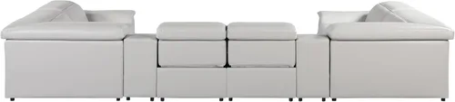 Vista 218 de BlackJack Furniture Venice - Sofá modular de cuero italiano de grano superior de 5 piezas con 3 reclinables eléctricos, reposacabezas ajustable