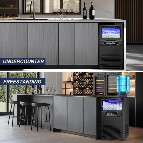 Vista 7 de SOZT® Commercial Ice Maker Machine, 100Lbs/24H Stainless Steel Under Counter Ice Machine, 20Lbs Storage Capacity, Self-Cleaning Freestanding Ice