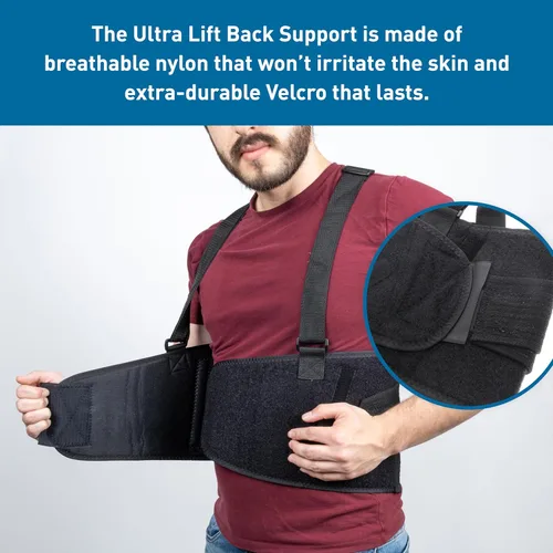 Vista 5 de BodySport Ultra Lift Soporte de espalda, XS (26 a 34 pulgadas de cintura) - Soporte de espalda ajustable resistente para levantamiento - Cinturón