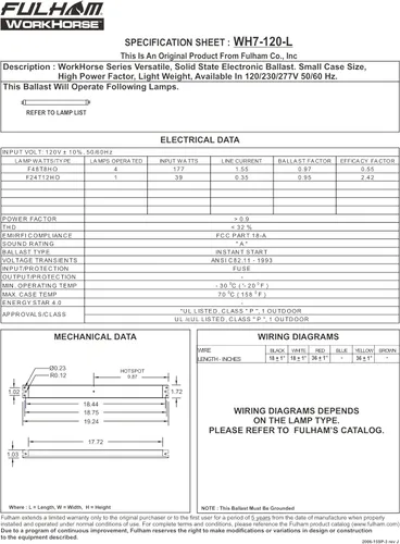 Vista 4 de Fulham Lighting WH7-120-L Workhorse 7 - Balastro fluorescente versátil, 120 V