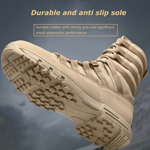 Vista 6 de Kervaky Botas tácticas para hombre, botas militares, botas de combate, botas ligeras, botas de trabajo, botas de senderismo, botas antideslizantes