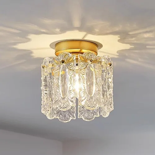 Vista 8 de Lámpara de techo de montaje empotrado, lámpara de techo de vidrio tallado, pantalla de vidrio transparente, lámpara de techo para cocina, isla, sala
