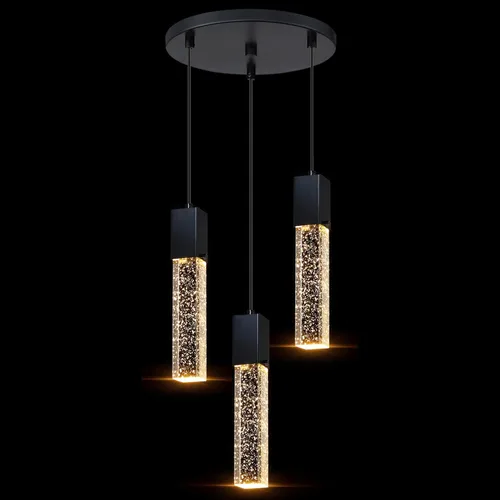 Vista 4 de 2 Pack Integrated Hanging Crystal Kitchen Island Modern Concise Pendant Ceiling Light Fixture,Black Finish for Kitchen Island Dining Room Bedroom