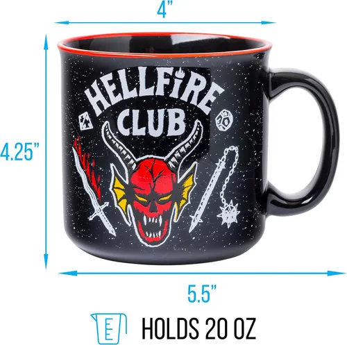Vista 3 de Silver Buffalo - Taza grande de cerámica de Stranger Things Hellfire Club, 20 onzas