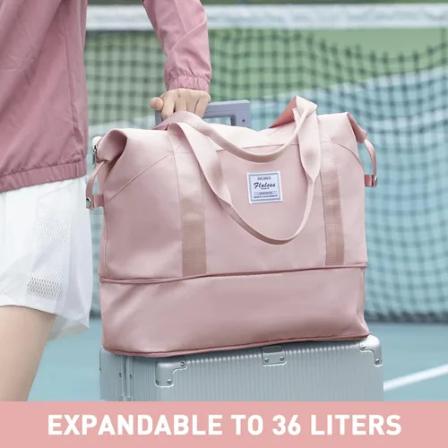 Vista 2 de Bolsa de lona de viaje, bolsa de gimnasio deportiva, bolsa de hombro para fin de semana para mujer