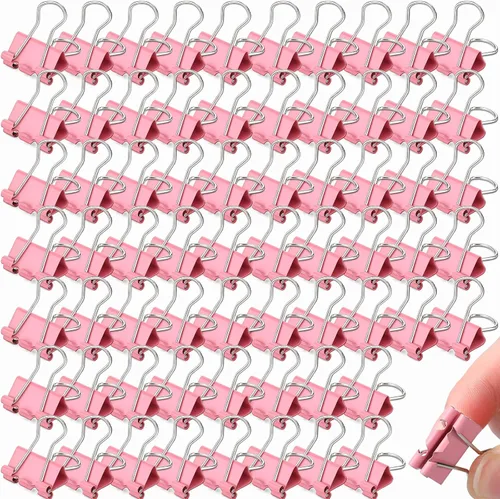 Yexiya 300 Pcs Small Binder Clips Sturdy 0.75 Inch Pink Paper Med Clips Office Supplies Paper Clamps for Office Teachers Students School Business