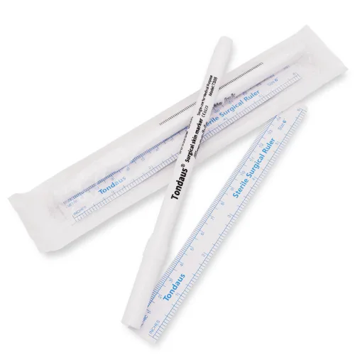 Vista 8 de 10 marcadores de piel microblading para tatuajes, marcadores de posición de maquillaje permanente, punta quirúrgica estéril con regla de papel