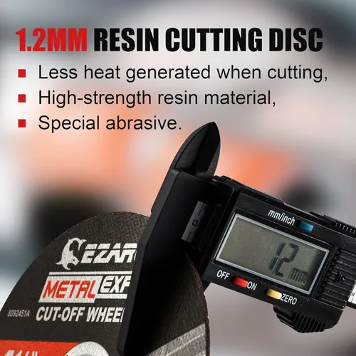 Vista 3 de EZARC Paquete de 25 ruedas de corte, rueda de corte de 3 x 1/16 x 3/8 pulgadas, disco de corte de metal y acero inoxidable para amoladora