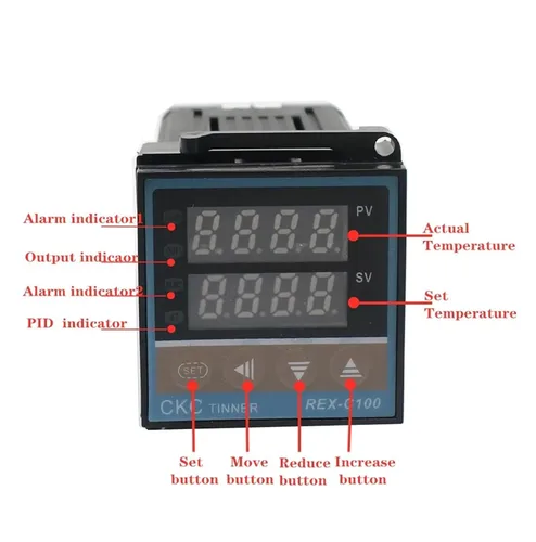 Vista 5 de REX-C100 Digital PID Temperature Controller Thermostat SSR Output Max.40A SSR Relay K Thermocouple Probe(C100 SSR Output)