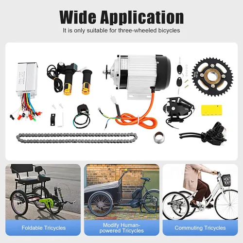 Vista 7 de Kit de motor eléctrico sin escobillas, kit de conversión de triciclo de bicicleta eléctrica de 48 V con controlador de velocidad de 30 A y kit