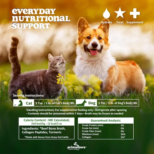 Vista 3 de Primalvore Caldo de hueso de corral libre para perros y gatos, fórmula de movilidad con péptidos de colágeno para ayudar a apoyar la cadera