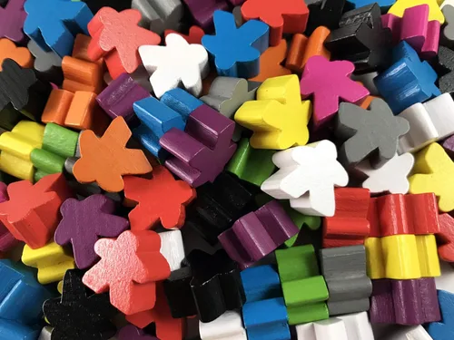 Vista 5 de 100 Meeples de madera, accesorios para juegos familiares, fichas de juego de mesa multicolor, ideales para clasificar, contar, aulas, piezas