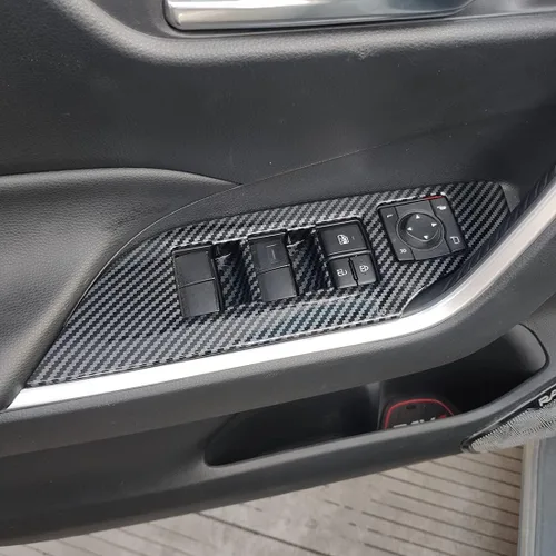 Vista 6 de ruihe 4 piezas de fibra de carbono color coche interior puerta ventana ventana panel cubierta ajuste ajuste para Toyota RAV4 2019 2020 2021 2022