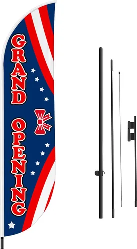 Vista 110 de DreamController - Bandera de plumas de alteraciones (11.5 pies x 2.5 pies) por DreamController para negocios al aire libre con poste adicional