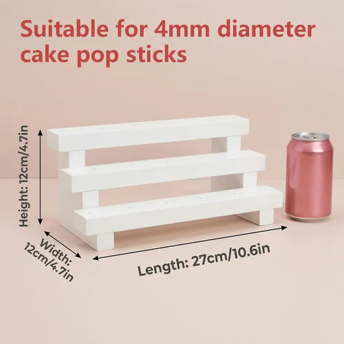 Vista 4 de NANGOPOP Soporte elevador de exhibición para tartas, soporte para paletas de madera de 3 niveles, soporte de ventosa de 17 agujeros para mesa