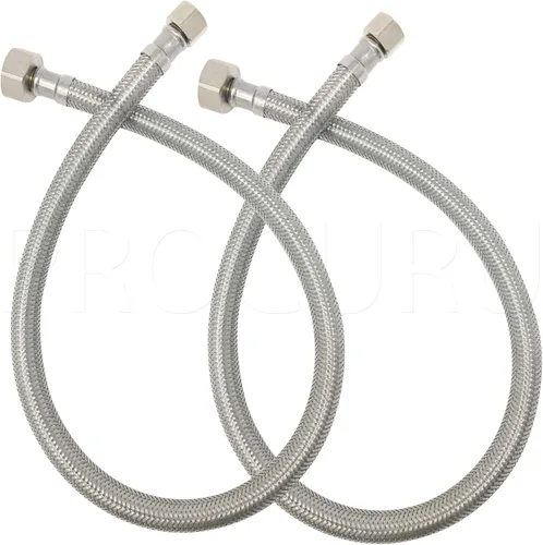 Vista 9 de PROCURU - Conector de manguera de grifo FIP de 72 pulgadas (6 pies) x 3/8 pulgadas Comp x 1/2 pulgada, línea de suministro trenzada de acero
