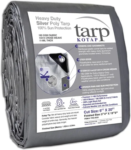 Vista 56 de Kotap TGS-0608 - Lona de polietileno reversible de 8 mil con protección UV, 6 pies X 8 pies, verde-plata