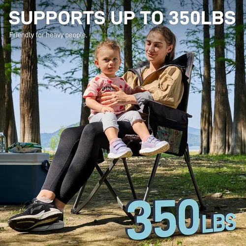 Vista 8 de EVER ADVANCED Sillas de campamento reclinables para adultos, ligeras, silla reclinable plegable con respaldo ajustable, sillas de salón de 4 Negro