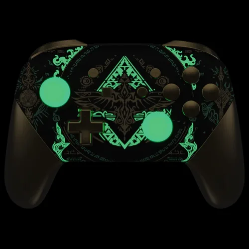 Vista 4 de eXtremeRate Brilla en la oscuridad Totem of Kingdom - Asas de placa trasera negra para controlador Nintendo Switch Pro, carcasa de agarre