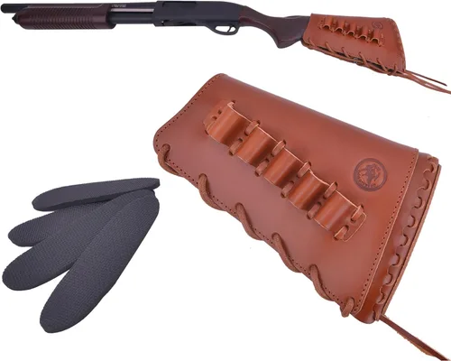 Vista 12 de Almohadilla de cuero para mejilla de culata cosida a mano para rifle 38/357 45-70 308 .22LR 12GA