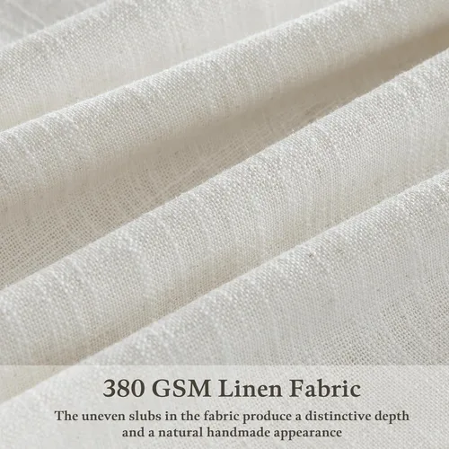 Vista 6 de TWODRAPES Cortinas de Lino Plisadas con Pinza Beige Blancas de 54 Pulgadas de Largo 2 Paneles para Comedor Cocina Dormitorio Plisadas Semi