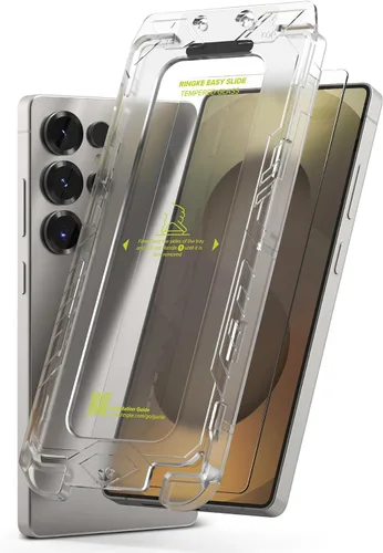 Vista 21 de Ringke Vidrio templado Easy Slide [súper fácil de instalar] compatible con Samsung Galaxy S24 FE, protector de pantalla, compatible con fundas