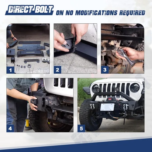 Vista 6 de Parachoques delantero Wrangler Gladiator para Jeep Wrangler JL 2018-2025 y JK 2007-2018 y Gladiator JT 2019-2025, parachoques delantero rechoncho