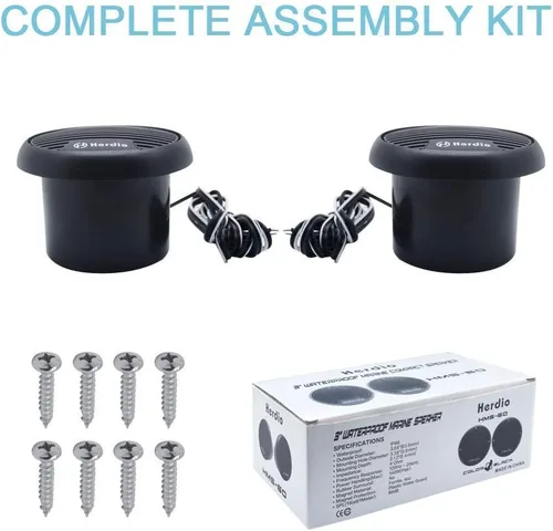 Vista 5 de Herdio Altavoces marinos impermeables de 3 pulgadas, sistema estéreo de audio de rango completo de 2 vías, altavoz para motocicleta con potencia