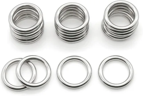 20 anillos redondos soldados de acero inoxidable 304 para cinturón de campamento, correas de perro, accesorios de equipaje (0.197 in x 0.984 in de