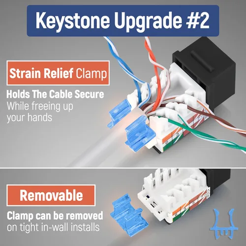 Vista 183 de Everest - Paquete de 50 conectores Keystone RJ45 Cat6 en ángulo de 45°, color blanco, conectores RJ45 hembra de perfil delgado, conector Keystone