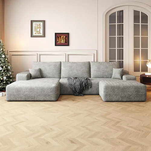 Vista 53 de AUGOP Sofá modular moderno de 96 pulgadas para sala de estar, sofá modular con sofás en forma de L, sofá tapizado sin hueso, sofá seccional con Negro