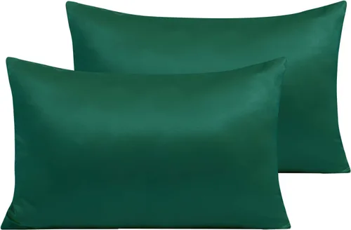 Vista 55 de NTBAY Fundas de almohada de satén con cremallera para cabello y piel, juego de 2 fundas de almohada estándar de lujo con cremallera oculta, 20 x 26