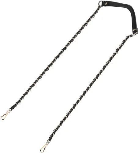 Vista 31 de Uxcell Correa de cadena plana de hierro de cuero de 39 pulgadas para bolso de mano, mango de reemplazo de hombro, negro con cadena dorada