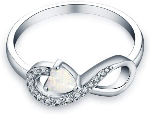 Vista 2 de Anillo Jo Wisdomo de compromiso. de plata esterlina, con corazón e infinito, anillo de amistad, para ella