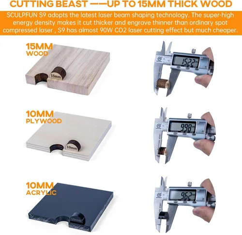 Vista 5 de SCULPFUN Módulo láser S9, 5.5W-6W de enfoque fijo láser módulo cabezal conjunto para grabador láser y cortador con punto comprimido ultrafino