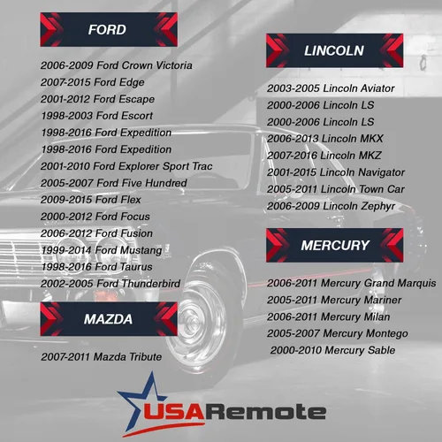 Vista 4 de Mando a distancia con entrada sin llave para llavero, compatible con Ford, Lincoln, Mercury, Mazda Mustang (Rojo), Juego de 2