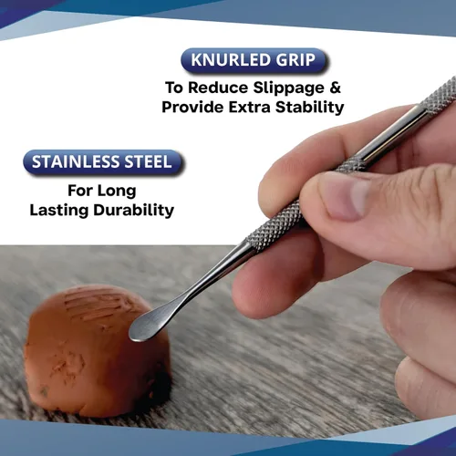 Vista 2 de SE Juego de 12 talladores de cera de acero inoxidable, herramientas de escultura de cera y arcilla, kit de tallado de doble extremo para modelar