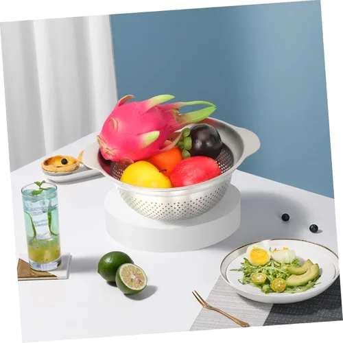 Vista 5 de Stainless Steel Vegetable Strainer Multi Purpose Colander for Cooking Washing Rice Fruits Capacity Design Kitchen Tool for Effortless Food