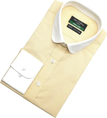 Vista 4 de John Clothier Persianas redondas con cuello redondo para hombre, 100% lino, rayas marrones, lino europeo 900-31