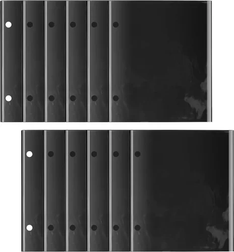 12 piezas de folio negro con tapa para archivos de música, archivos, hojas de 7.3 x 6.3 pulgadas, PVC impermeable, para ventana, carpeta musical con